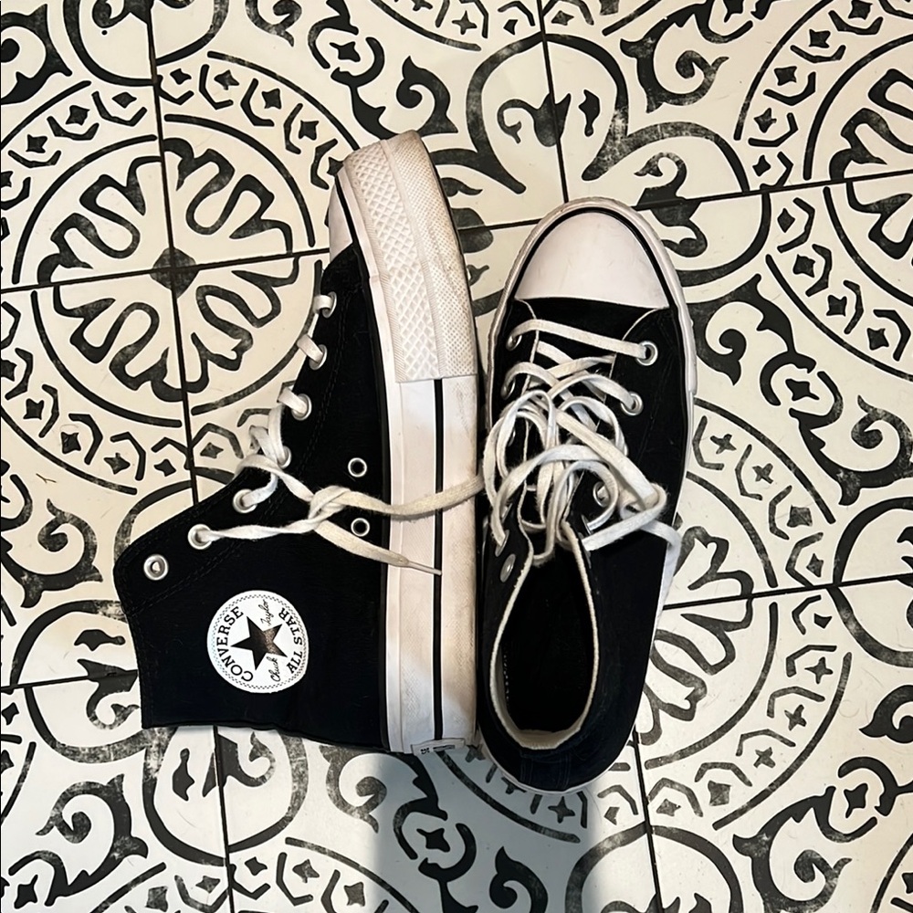 Converse Classic Black and White High-Tops, platform